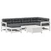 vidaXL 7 pcs conj. lounge de jardim c/ almofad&otilde;es pinho maci&ccedil;o branco