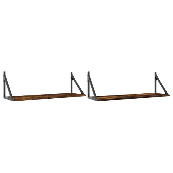 vidaXL Prateleiras de parede 2pcs derivados de madeira carvalho fumado