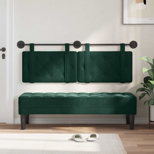 vidaXL Cabeceira Suspensa Verde Escuro 150 x 55 x 5 cm Veludo