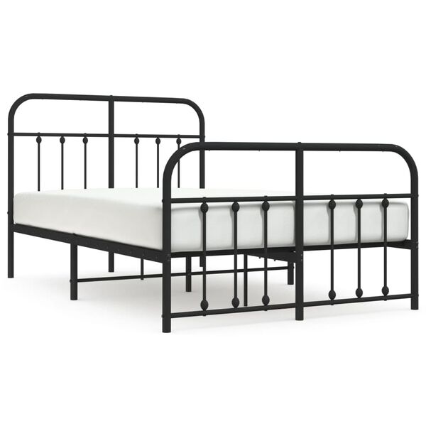 vidaXL Estrutura de cama com cabeceira e p&eacute;s 120x200 cm metal preto
