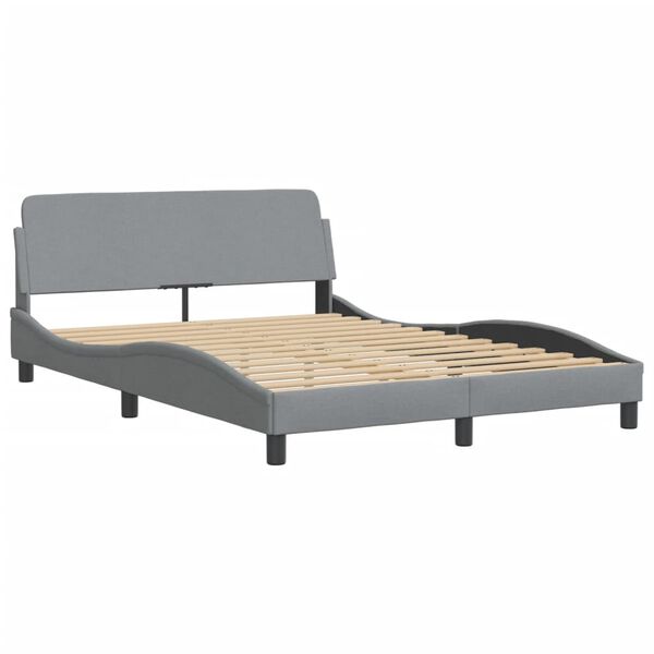 vidaXL Cama com colchão Hvar 140x190 cm tecido cinzento-claro