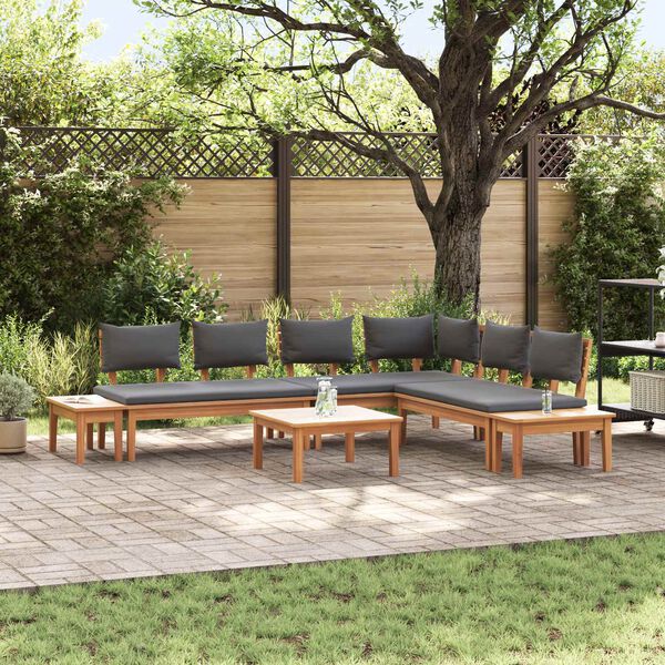vidaXL Conjunto de Sof&aacute; de Jardim 3 pcs Marrom e Cinza