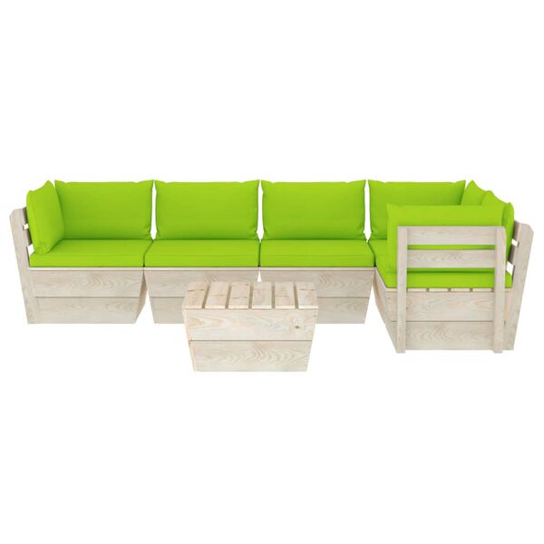 vidaXL 6 pcs conjunto lounge de paletes + almofad&otilde;es madeira de abeto