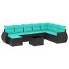 vidaXL Conjunto de sof&aacute; de jardim de 9 pe&ccedil;as com almofadas em rattan sint&eacute;tico preto