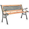 vidaXL Banco de jardim 116 cm ferro fundido e madeira de abeto maci&ccedil;a