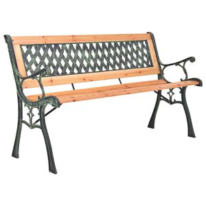 vidaXL Banco de jardim 116 cm ferro fundido e madeira de abeto maci&ccedil;a