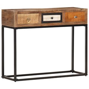 vidaXL Mesa consola 90x30x75 cm madeira recuperada maci&ccedil;a dourado