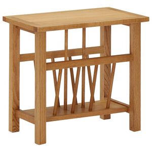 vidaXL Mesa apoio c/ suporte para revistas 45x27x42 cm carvalho maci&ccedil;o