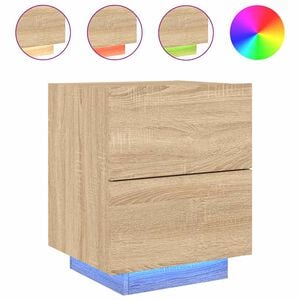 vidaXL Mesa cabeceira c/ luzes LED derivados madeira carvalho sonoma