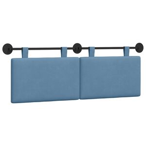vidaXL Cabeceira Suspensa Azul 150 x 55 x 5 cm Tecido de Veludo Cotele