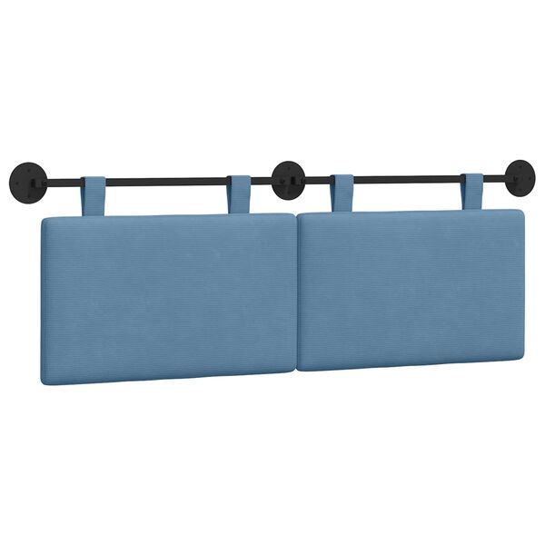vidaXL Cabeceira Suspensa Azul 150 x 55 x 5 cm Tecido de Veludo Cotele