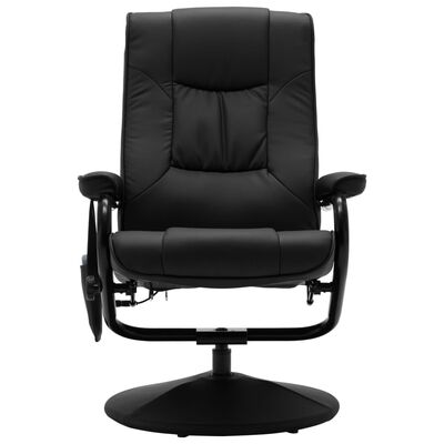 vidaXL Cadeira de massagens c/ apoio de pés couro artificial preto