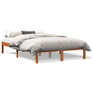 vidaXL Cama sem colch&atilde;o 135x190 cm madeira pinho maci&ccedil;a castanho-mel