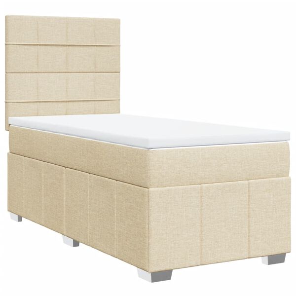 vidaXL Cama com molas/colch&atilde;o 90x200 cm tecido cor cr&egrave;me