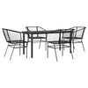 vidaXL Conjunto de jantar jardim 5 pe&ccedil;as vidro vime PE preto