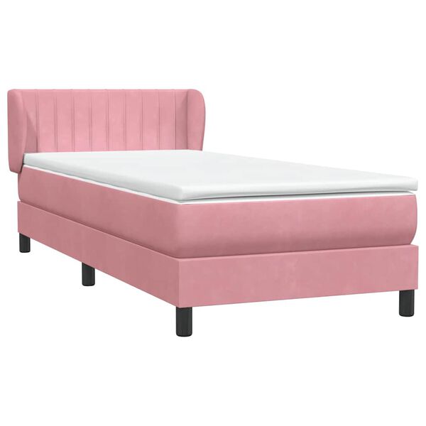 vidaXL Cama com molas/colch&atilde;o 80x220 cm veludo rosa