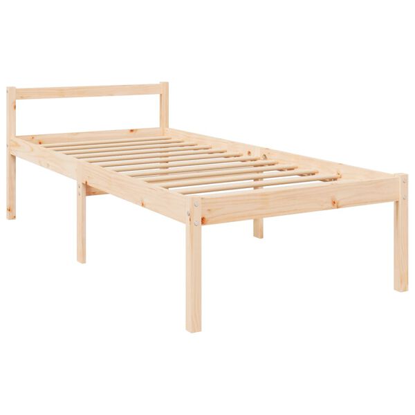 vidaXL Cama de solteiro pequena p/ idosos 75x190 cm pinho maci&ccedil;o