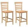 vidaXL Bancos de bar 2pcs natural madeira de seringueira maci&ccedil;a