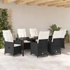vidaXL Conjunto de Jantar para Jardim com almofada 7 pcs Preto vime PE