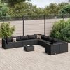 vidaXL 11 pcs conjunto sofás de jardim c/ almofadões vime PE preto
