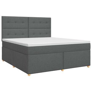 vidaXL Cama box spring com colch&atilde;o Cinzento-Escuro 140 x 200 cm Tecido