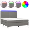 vidaXL Cama box spring c/ colch&atilde;o e LED 180x200 cm tecido cinza-escuro