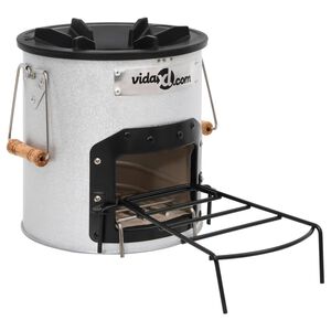 vidaXL Fog&atilde;o a lenha de campismo 45x25x26 cm a&ccedil;o prateado