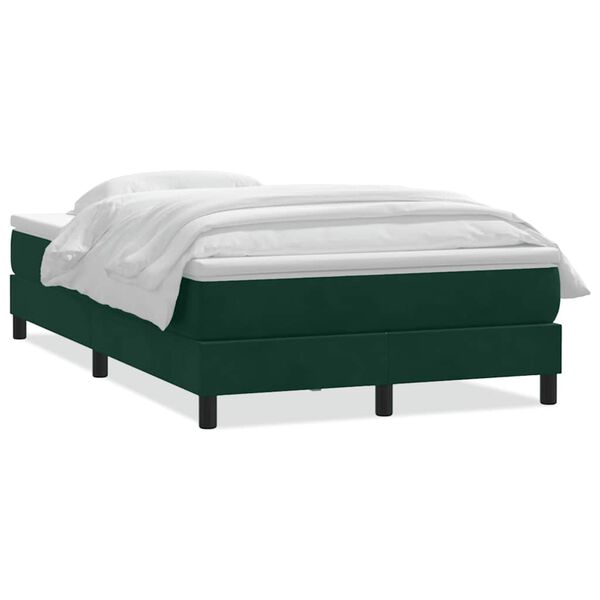 vidaXL Cama com molas/colch&atilde;o 120x220 cm veludo verde-escuro