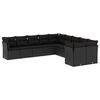 vidaXL 10 pcs conjunto sof&aacute;s de jardim c/ almofad&otilde;es vime PE preto