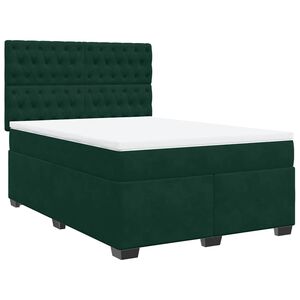 vidaXL Cama com molas/colch&atilde;o 160x200 cm veludo verde-escuro