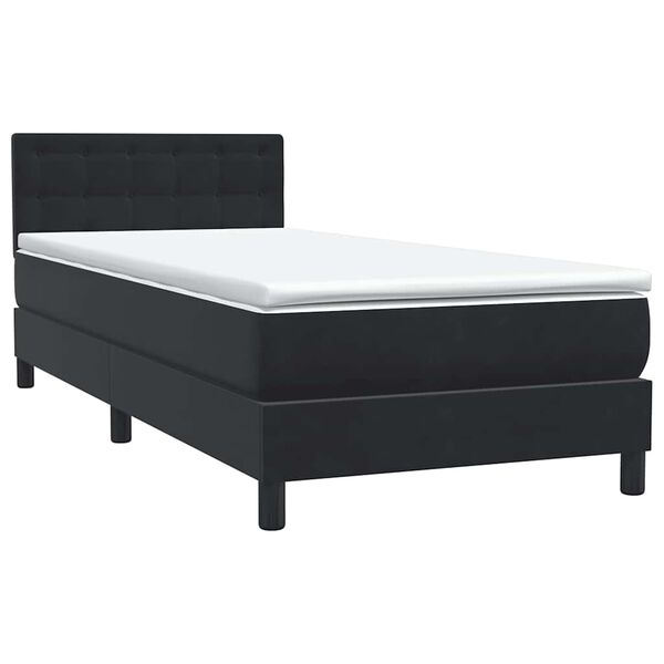 vidaXL Cama com molas/colch&atilde;o preto 80x210 cm veludo