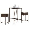 vidaXL 3 pcs conjunto de bar p/ jardim com almofad&otilde;es vime PE castanho