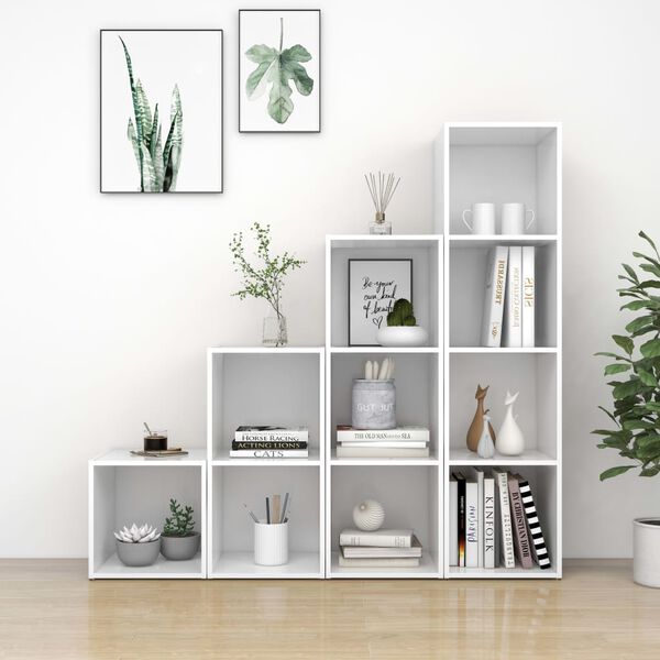 vidaXL 4 pcs conjunto de móveis para TV contraplacado branco