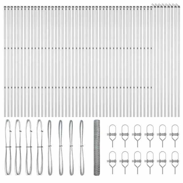 vidaXL Poste de Cerca Prateado 100 x 1,2 m (malha de 36 mm) A&ccedil;o