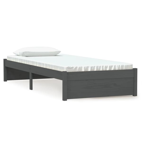 vidaXL Estrutura cama pequena solteiro 75x190 cm madeira maci&ccedil;a cinza