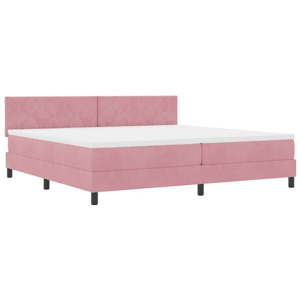 vidaXL Cama Box com colch&atilde;o com cabeceira Rosa 200 x 200 cm Veludo