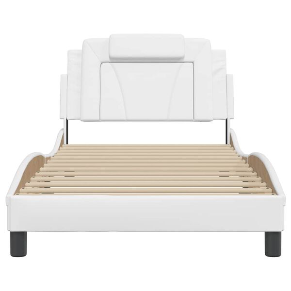 vidaXL Estrutura de cama Viana sem colch&atilde;o 100x203cm couro artificial branco