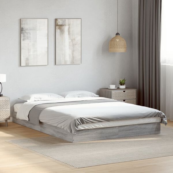 vidaXL Estrutura de cama 140x200 cm derivados de madeira cinza sonoma
