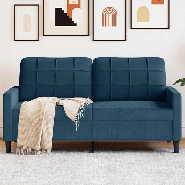 vidaXL Sof&aacute; de 2 lugares veludo 140 cm azul