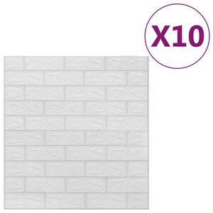 vidaXL Papel de parede 3D autoadesivo tijolos 10 pcs branco