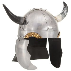 vidaXL Capacete de viking r&eacute;plica LARP a&ccedil;o prateado