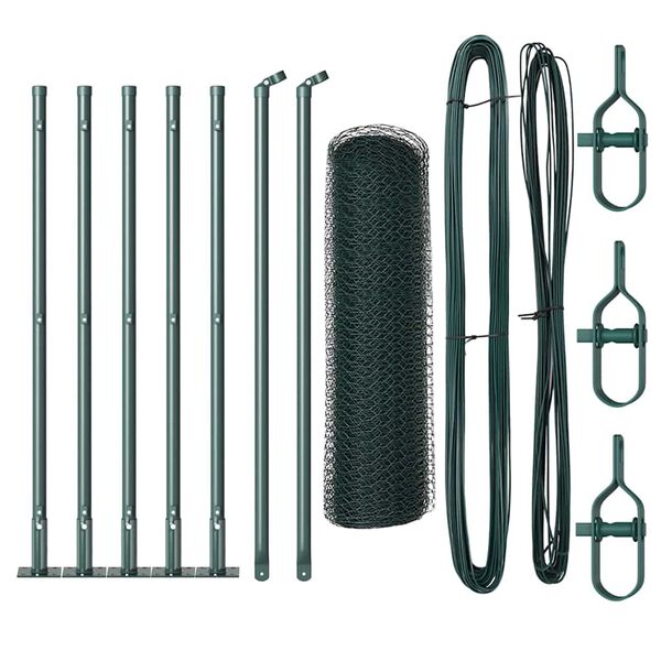vidaXL Poste de Cerca Verde 10 x 0,6 m (malha de 25 mm) A&ccedil;o e PVC