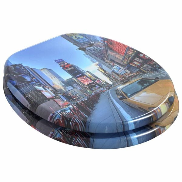 vidaXL Assento de Vaso Sanit&aacute;rio 2 pcs Cinzeto 44 x 38 cm Placa de MDF