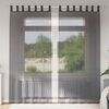 vidaXL Cortinas de voile com aba 2 pcs preto