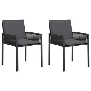 vidaXL Cadeiras de jardim 6 pcs Preto e Cinza Escuro vime PE