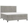 vidaXL Cama box spring c/ colch&atilde;o/LED 160x200 cm veludo cinzento-claro