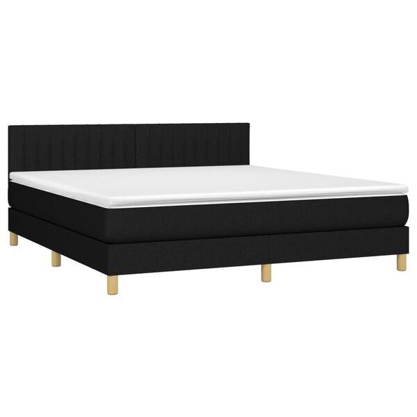 vidaXL Cama box spring c/ colch&atilde;o e LED 180x200 cm tecido preto