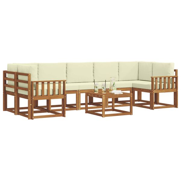 vidaXL Conjunto de Sof&aacute;s para Exterior 8 pcs Natural e Creme