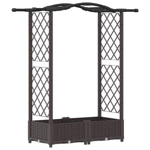 vidaXL Cama Elevada com Treli&ccedil;a e Telhado Castanho 124 x 40 x 125 cm