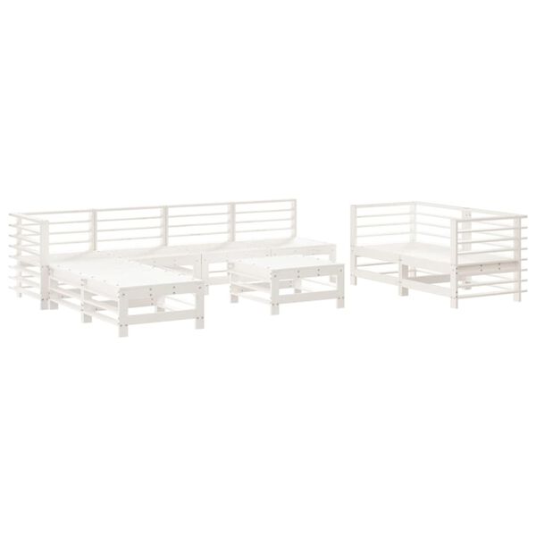 vidaXL 9 pcs conjunto lounge de jardim pinho maci&ccedil;o branco